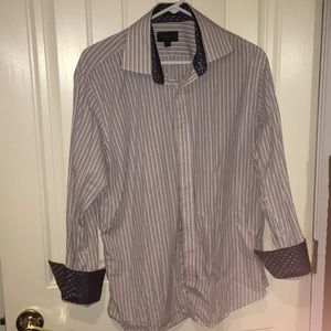 Medium Haggar Button-up Striped Shirt